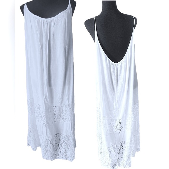 Elegant White Lace Cotton Dress Women’s Size 16 NWOT Slip-On Balletcore - Picture 8 of 10